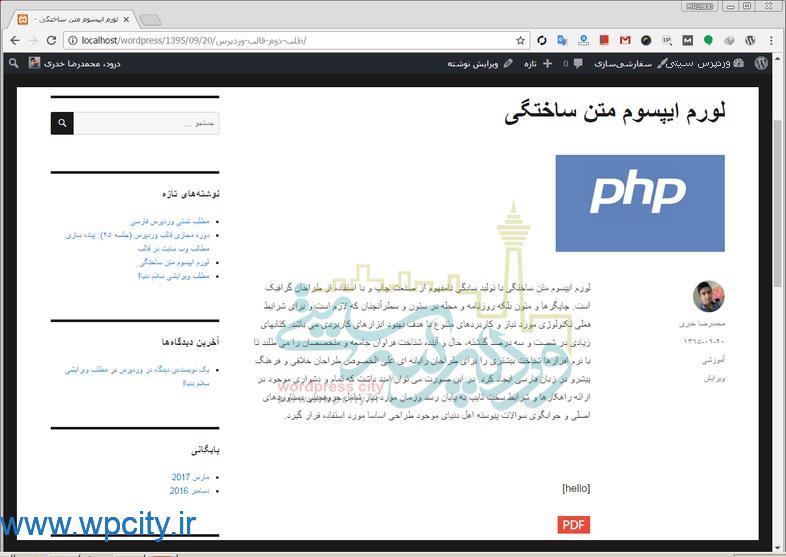 افزونه WP Advanced PDF