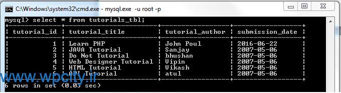 یادگیری  MySQL با مثال