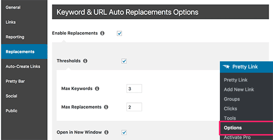 autolinkoptions