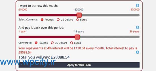 افزونه Repayment Calculator and Loan Application Form